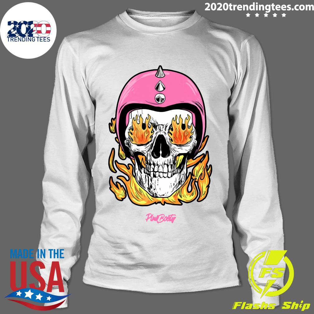 PinkBooty Flaming Skull Biker - Adult & Kids T-Shirts, Sweatshirts & Hoodies apparel design preview 4