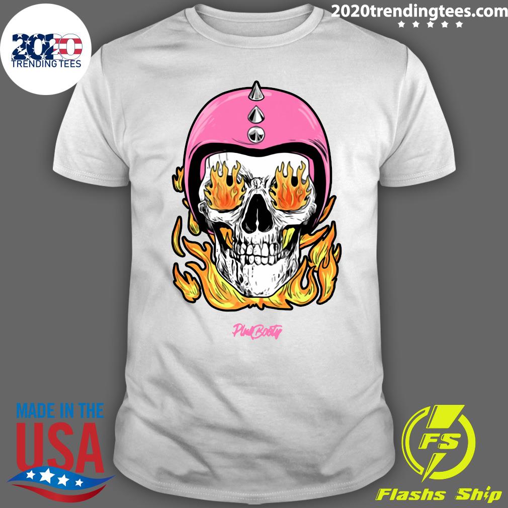 PinkBooty Flaming Skull Biker - Adult & Kids T-Shirts, Sweatshirts & Hoodies apparel design preview 1