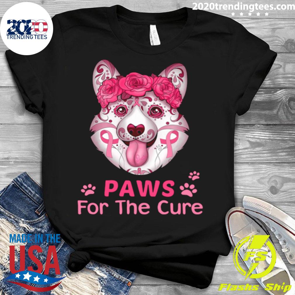 Pretty Corgi Sugar Paws For The Cure - Adult & Kids T-Shirts, Sweatshirts & Hoodies apparel design preview 3