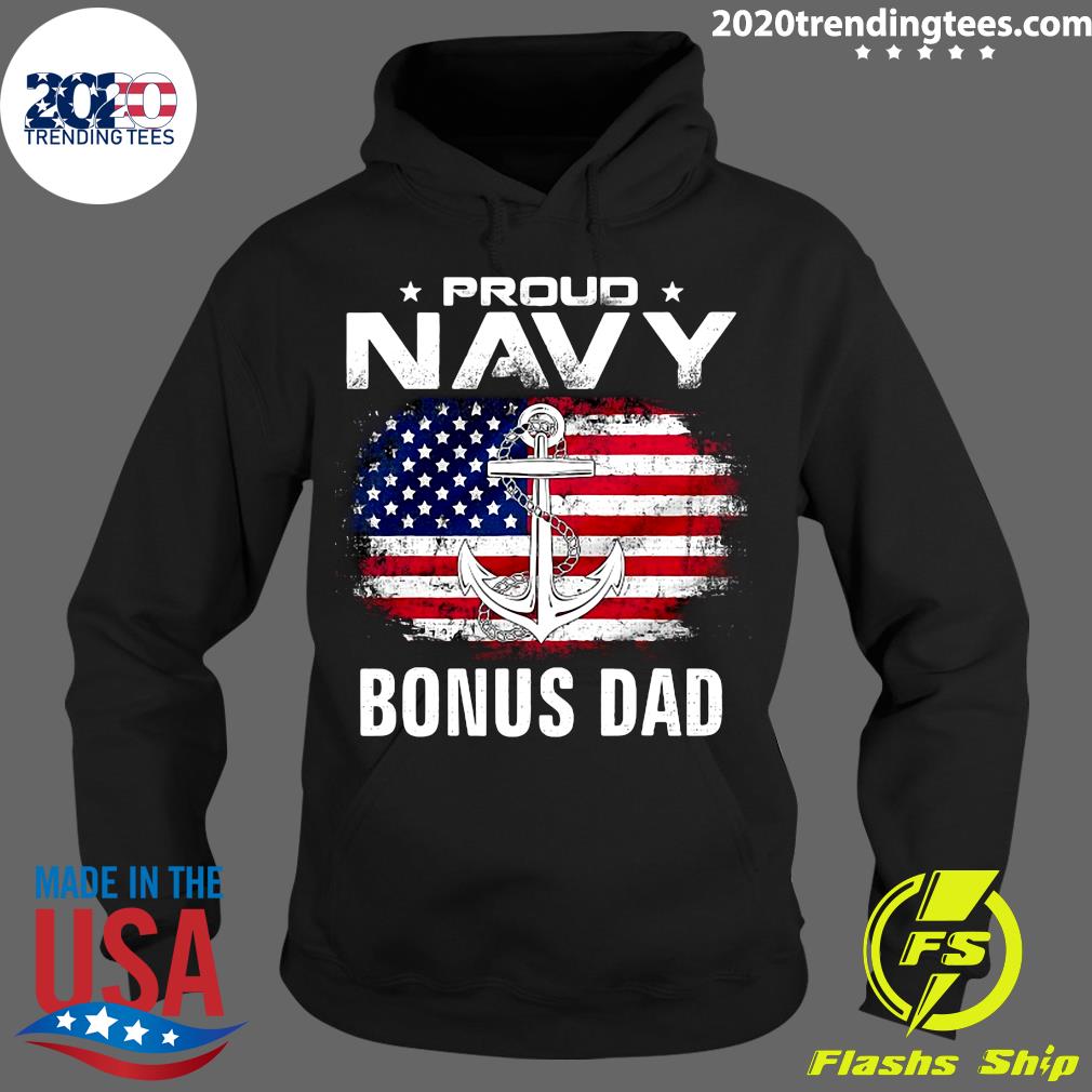 Proud Navy Bonus Dad With American Flag For Veteran - Adult & Kids T-Shirts, Sweatshirts & Hoodies apparel design preview 2