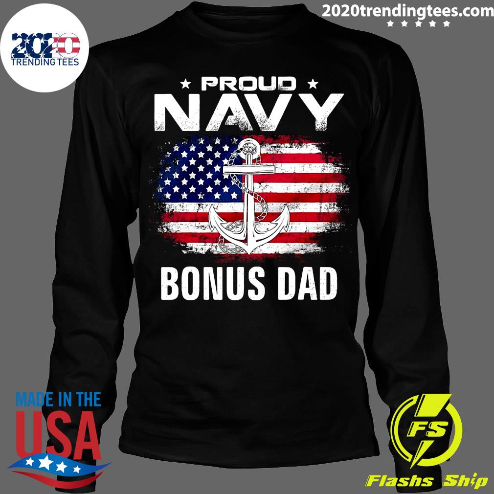 Proud Navy Bonus Dad With American Flag For Veteran - Adult & Kids T-Shirts, Sweatshirts & Hoodies apparel design preview 4