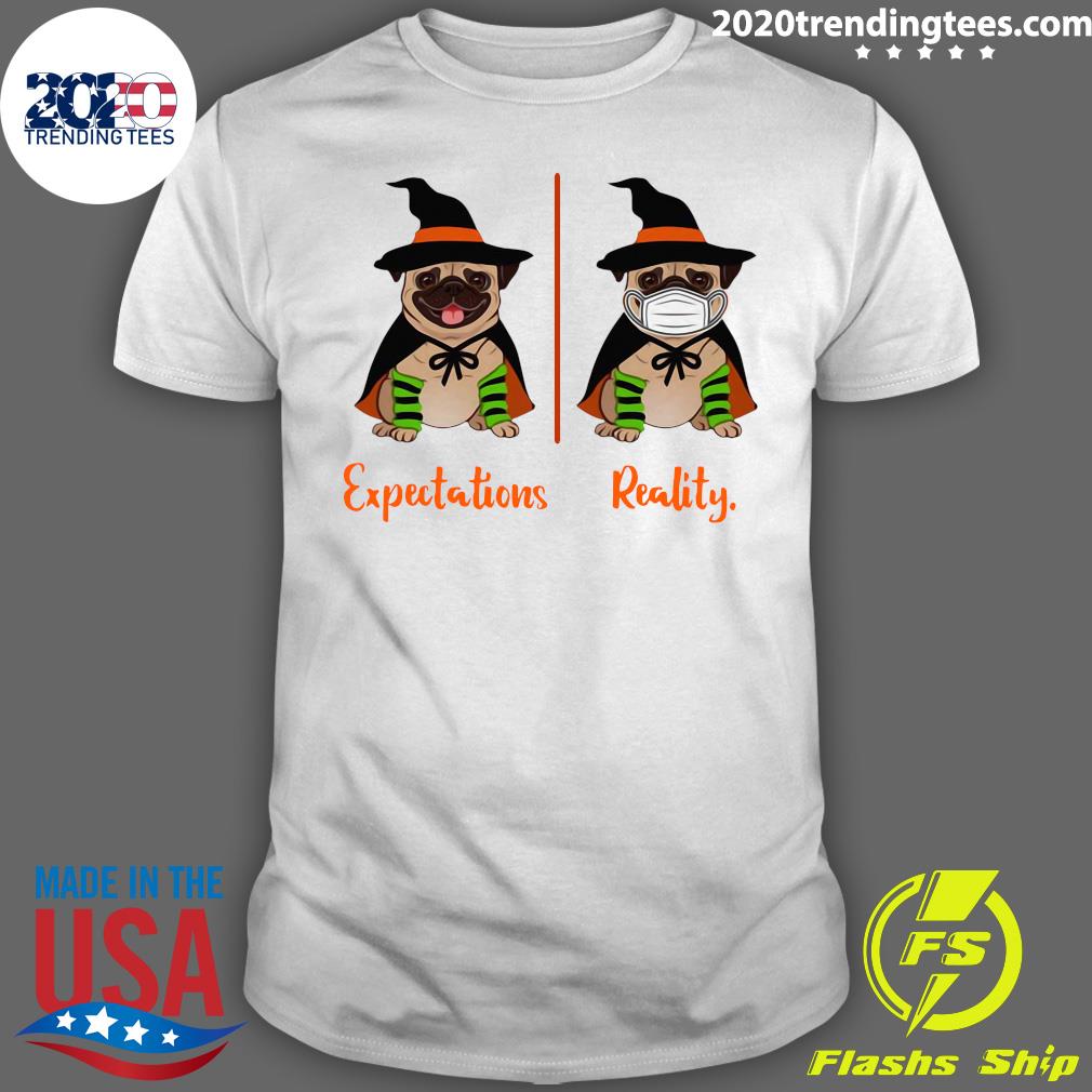 Pug Dog Witch Expectations Reality Halloween - Adult & Kids T-Shirts, Sweatshirts & Hoodies apparel design preview 1