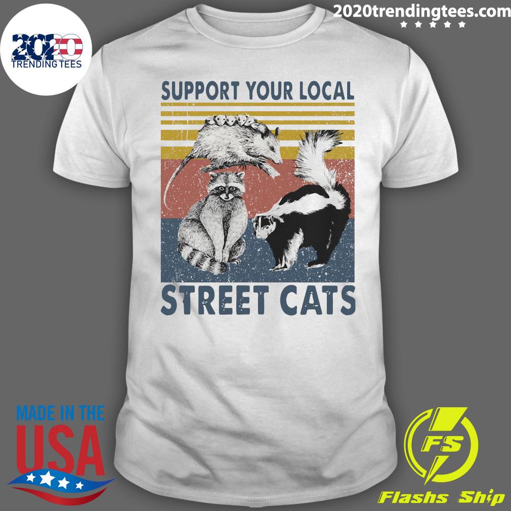 Racoon Support Your Local Street Cats - Adult & Kids T-Shirts, Sweatshirts & Hoodies apparel design preview 1