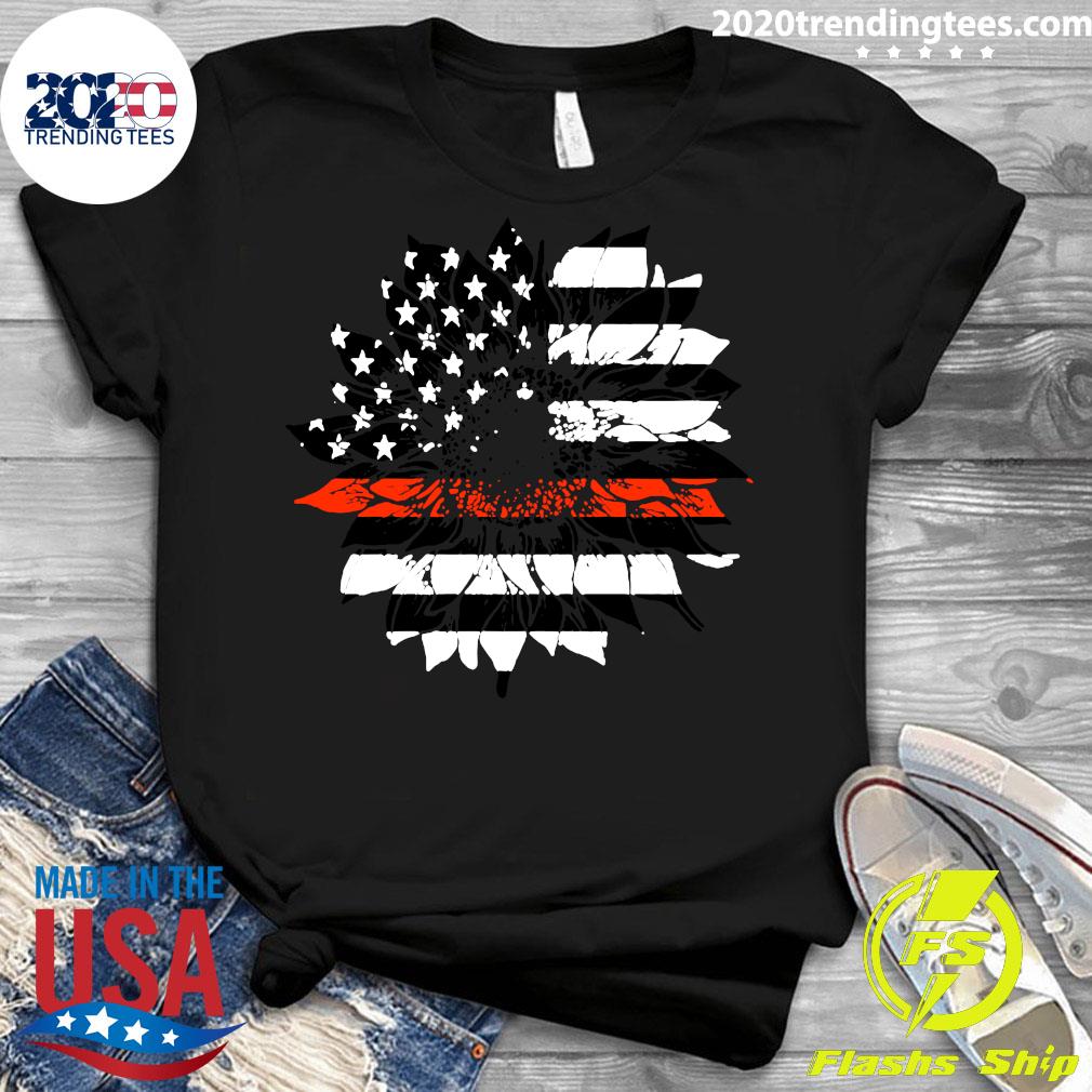 Red Line Flag Sunflower - Adult & Kids T-Shirts, Sweatshirts & Hoodies apparel design preview 3