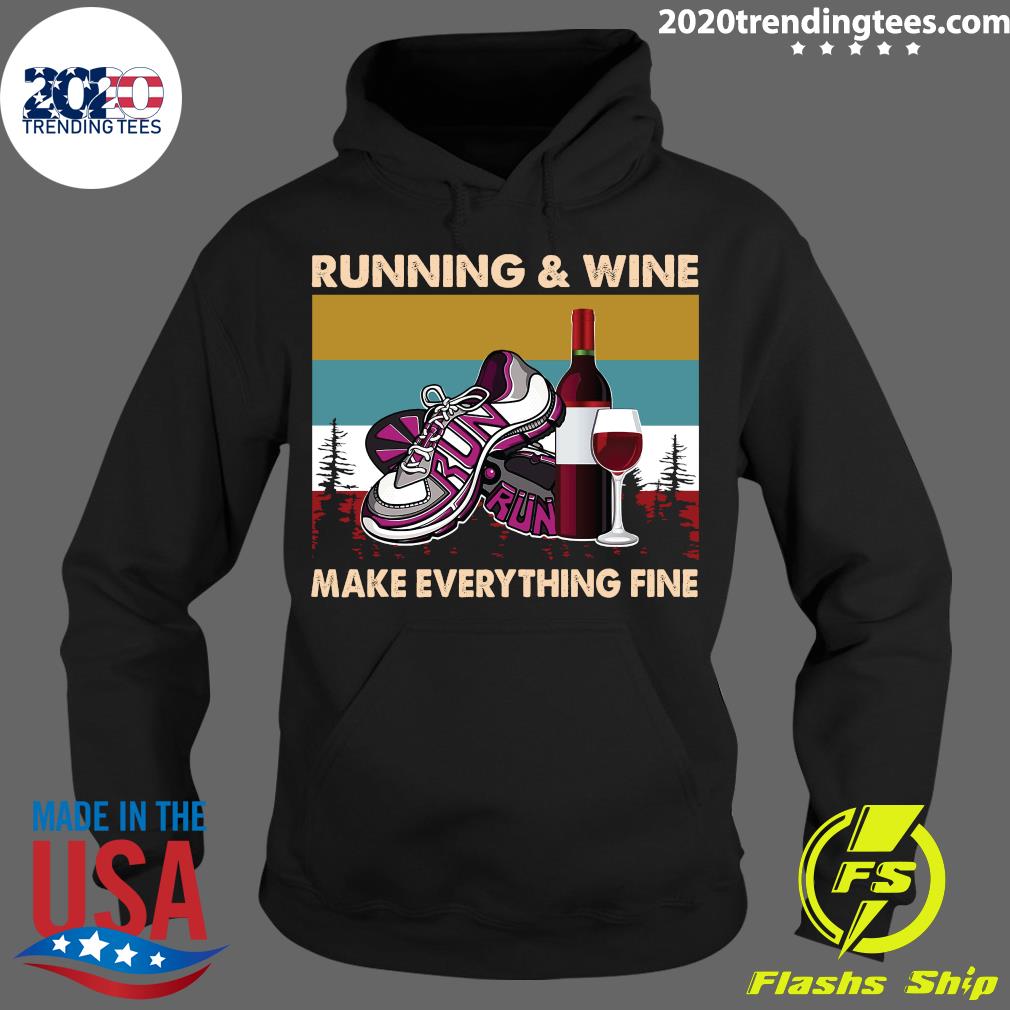 Running And Wine Make Everything Fine Vintage - Adult & Kids T-Shirts, Sweatshirts & Hoodies apparel design preview 2