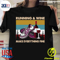 Running And Wine Make Everything Fine Vintage - Adult & Kids T-Shirts, Sweatshirts & Hoodies apparel design preview 1