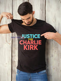 Justice for Charlie Kirk neon - Adult & Kids T-Shirts, Sweatshirts & Hoodies apparel design preview 1