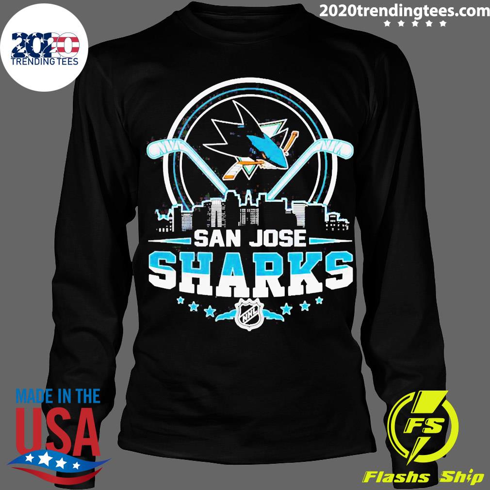 San Jose Sharks City Skyline Logo - Adult & Kids T-Shirts, Sweatshirts & Hoodies apparel design preview 4