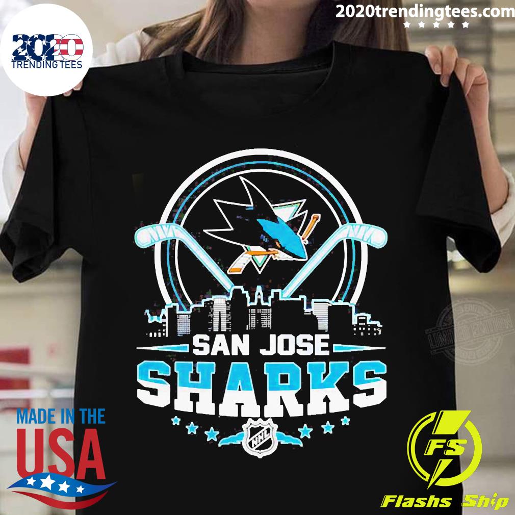 San Jose Sharks City Skyline Logo - Adult & Kids T-Shirts, Sweatshirts & Hoodies apparel design preview 1