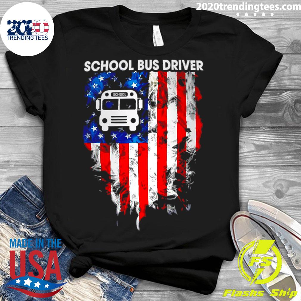 School Bus Driver American Flag - Adult & Kids T-Shirts, Sweatshirts & Hoodies apparel design preview 3