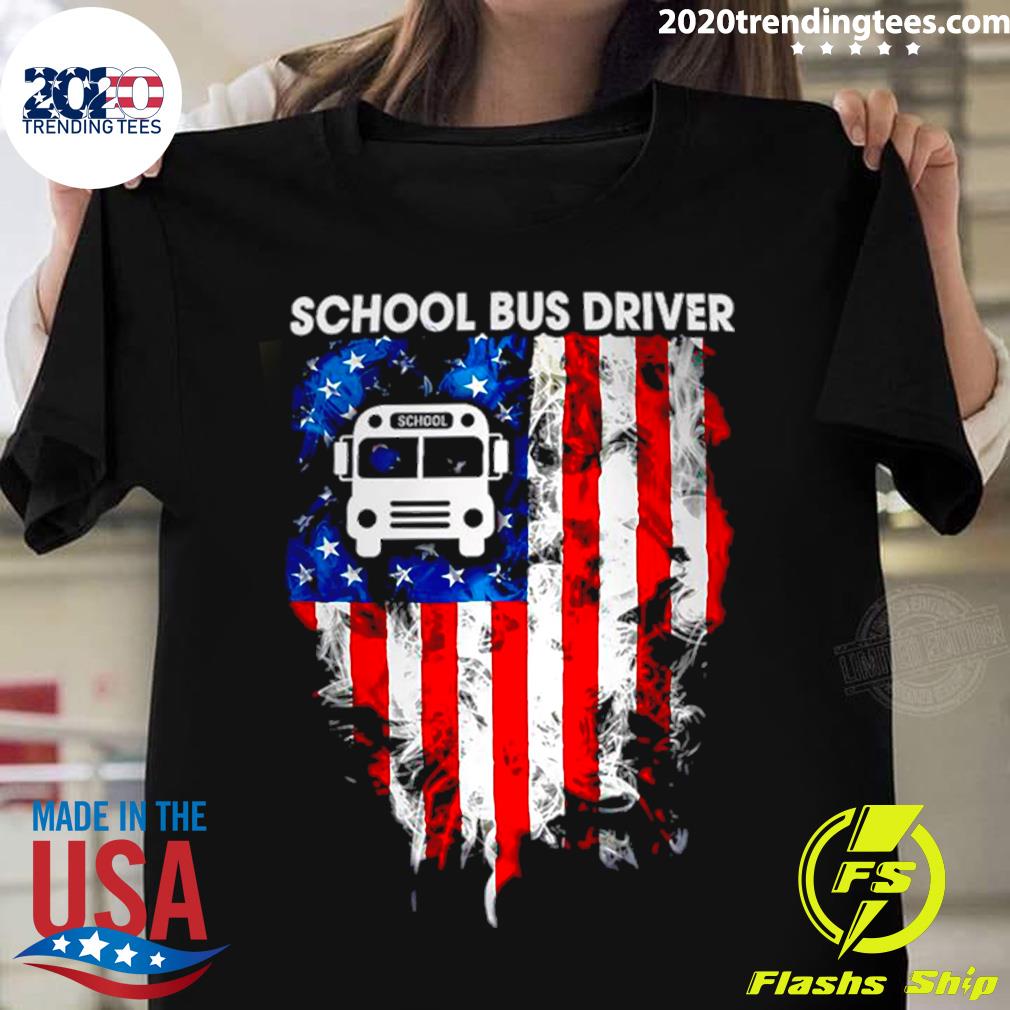 School Bus Driver American Flag - Adult & Kids T-Shirts, Sweatshirts & Hoodies apparel design preview 1