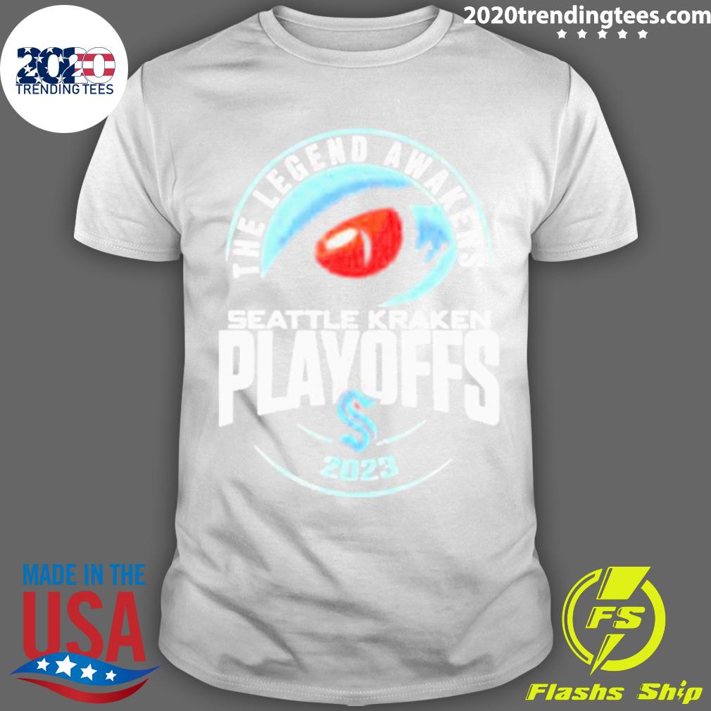 Seattle Kraken The Legend Awakens Playoffs 2023 - Adult & Kids T-Shirts, Sweatshirts & Hoodies apparel design preview 1