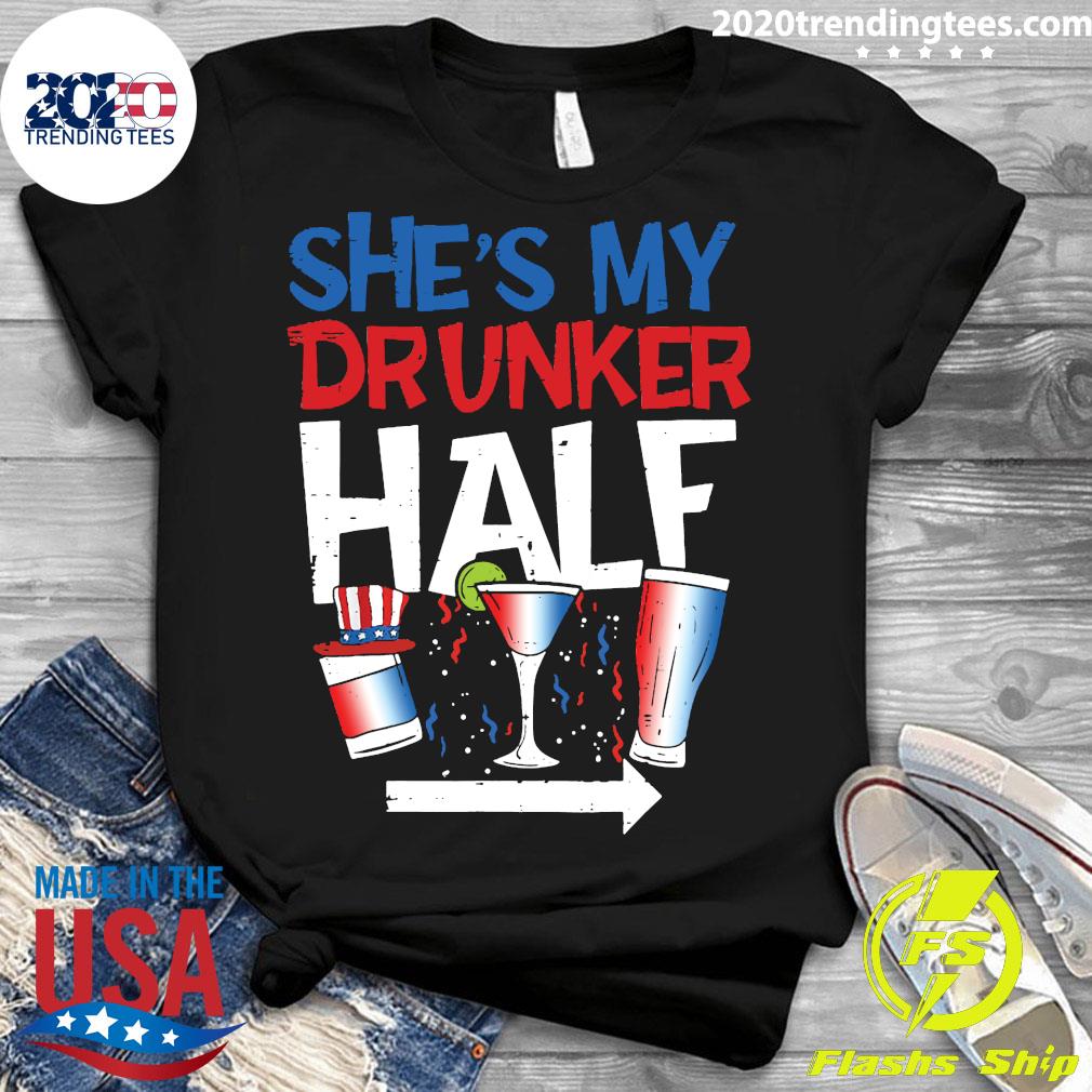 She's My Drunker Half 4th Of July - Adult & Kids T-Shirts, Sweatshirts & Hoodies apparel design preview 3