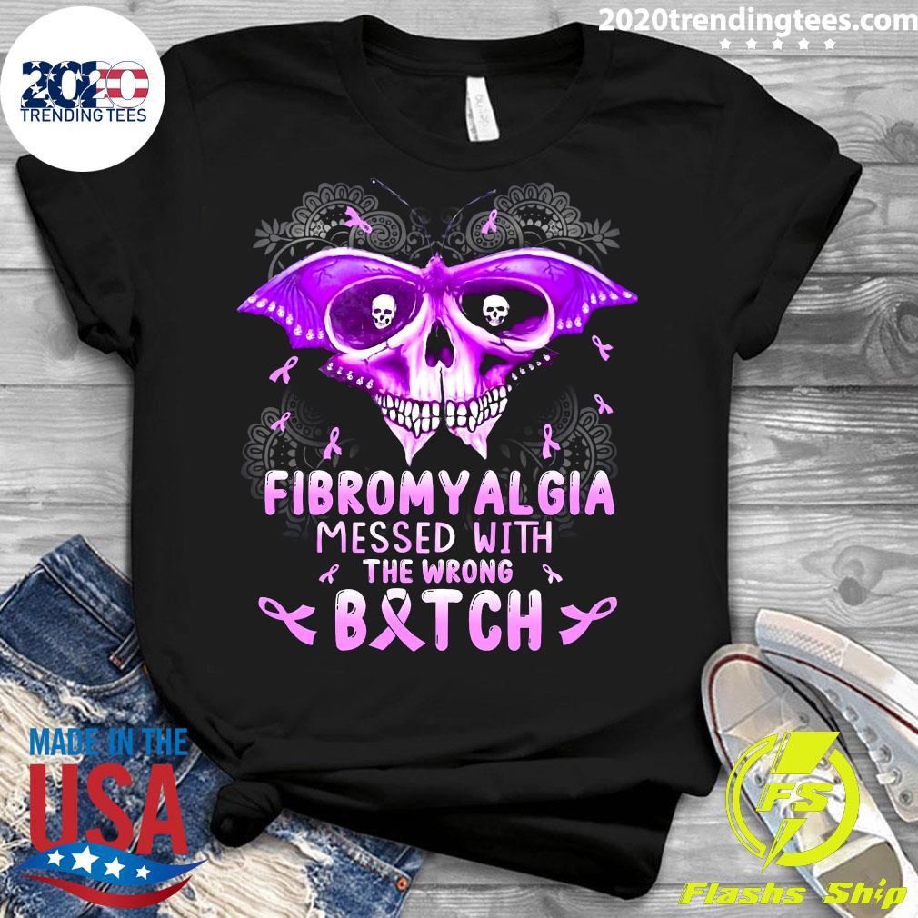Skull Fibromyalgia Messed With The Wrong Bitch - Adult & Kids T-Shirts, Sweatshirts & Hoodies apparel design preview 3