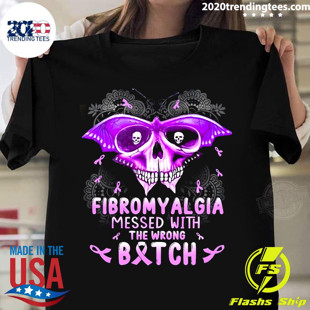 Skull Fibromyalgia Messed With The Wrong Bitch - Adult & Kids T-Shirts, Sweatshirts & Hoodies apparel design preview 1