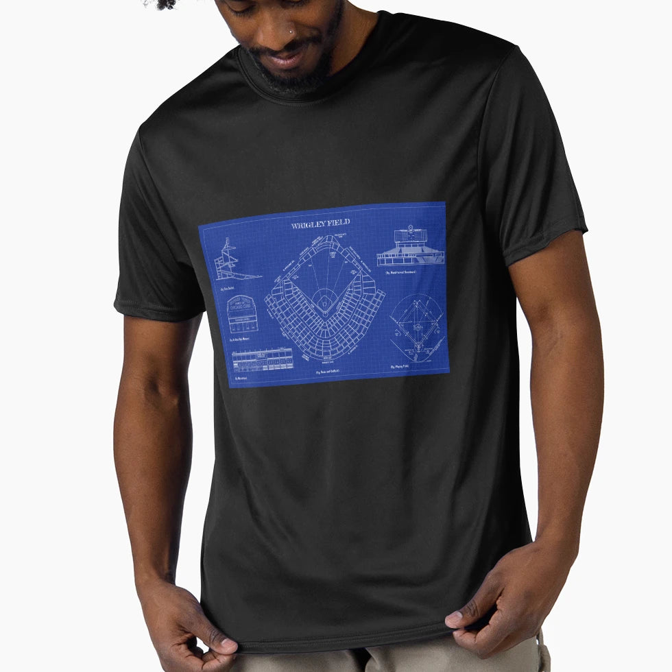 Wrigley Field Blueprint T-Shirt - Casual Everyday Wear Unisex - T-Shirt, Sweatshirt, Hoodie
