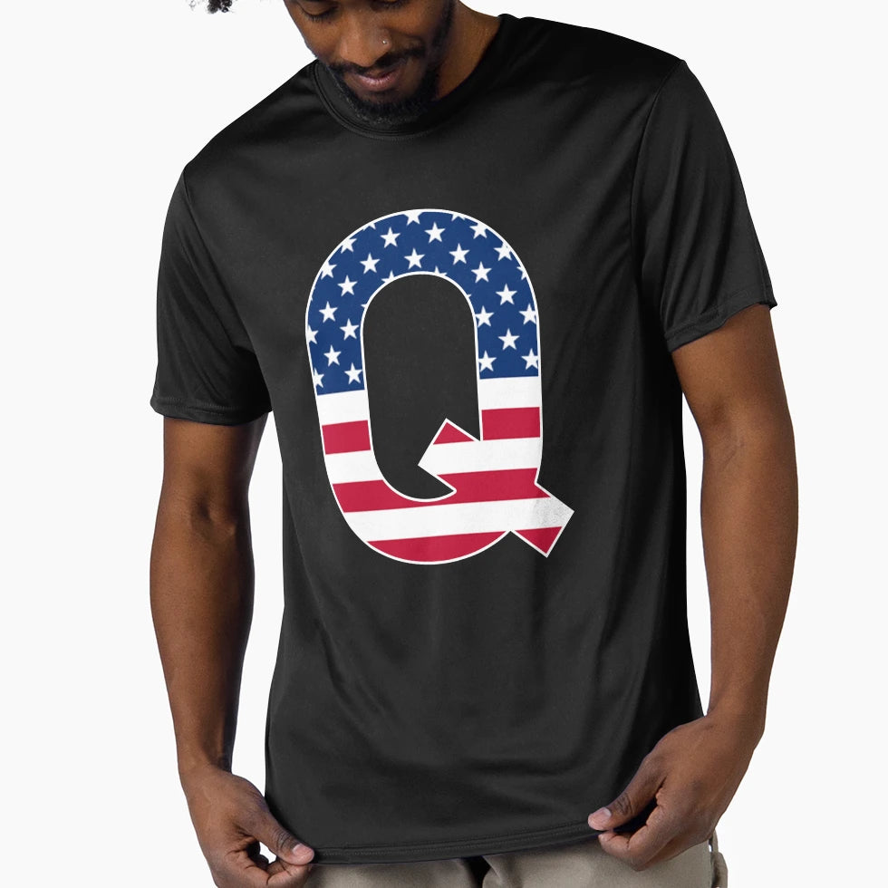 Letter Q Capital Alphabet Q American T-Shirt - Fun Novelty Design Unisex - T-Shirt, Sweatshirt, Hoodie