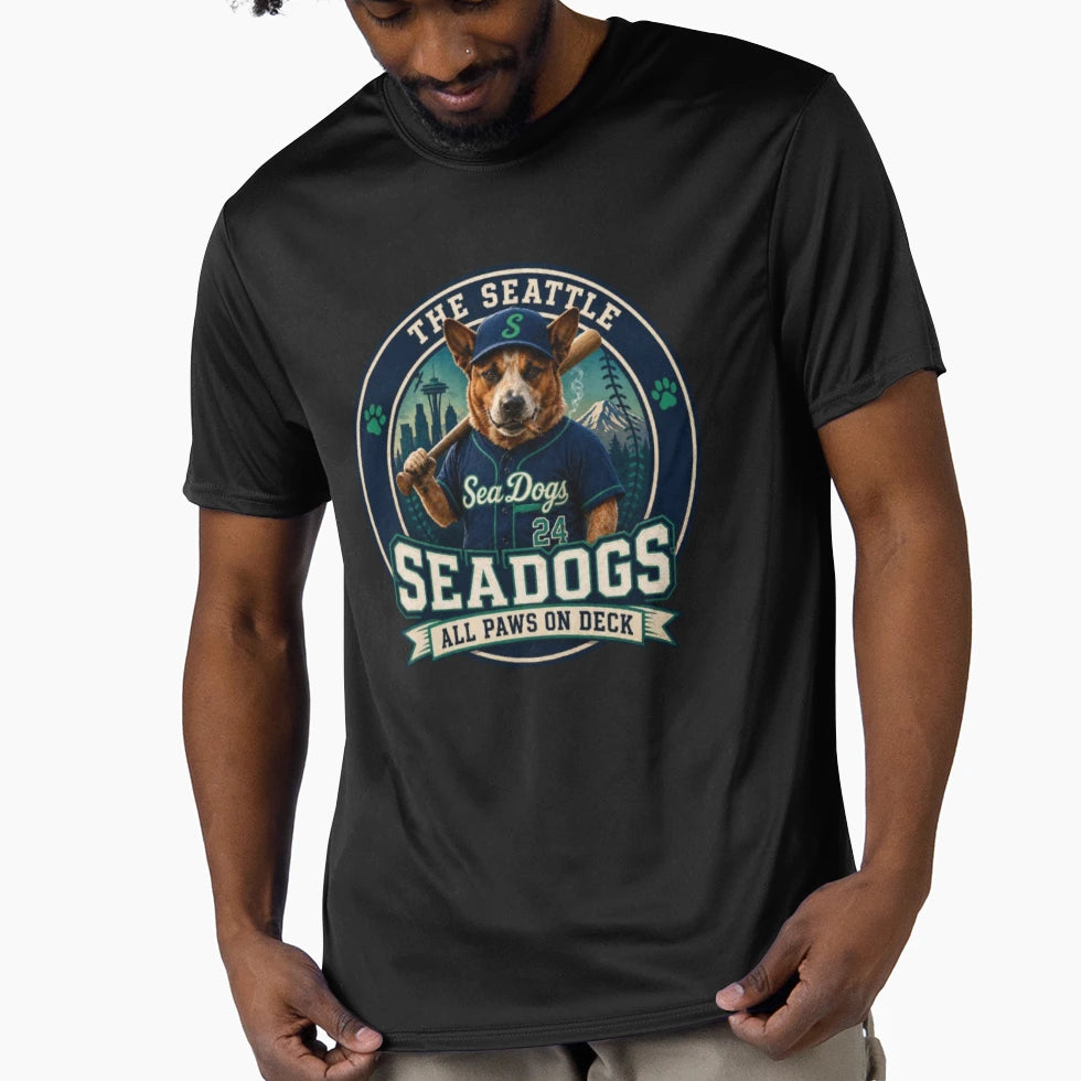 Cash Seadogs Baseball Player Dog Seattle T-Shirt - Custom Art Print Unisex - T-Shirt, Sweatshirt, Hoodie