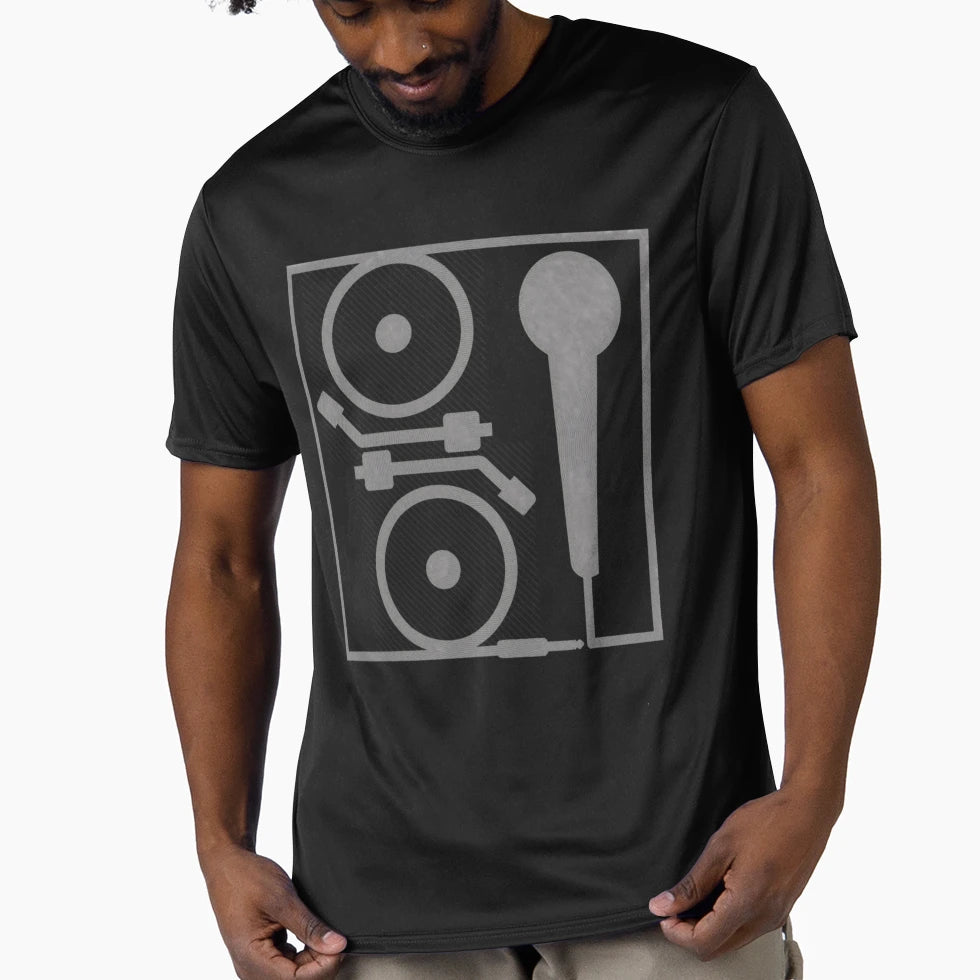2 Turntables And Microphone T-Shirt - Graphic Print Unisex - T-Shirt, Sweatshirt, Hoodie