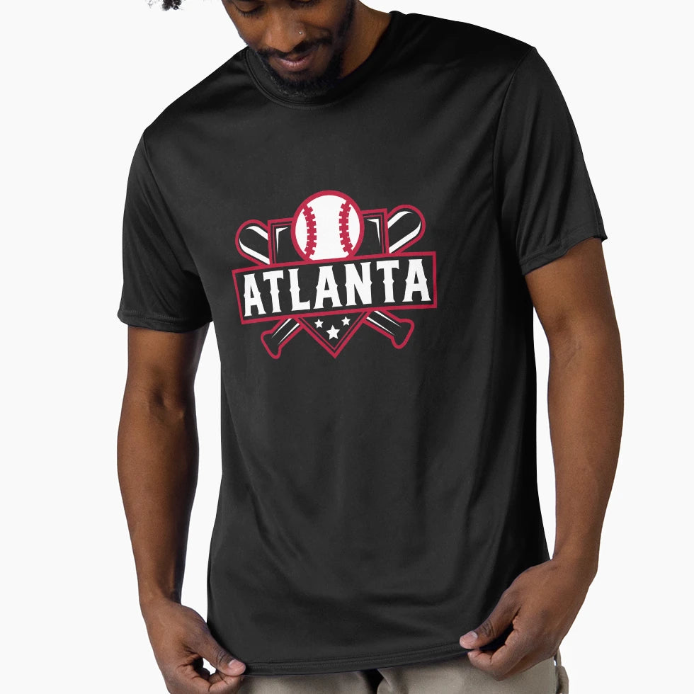 Atlanta Baseball Home Plate Crossed Bats T-Shirt - Graphic Print Unisex - T-Shirt, Sweatshirt, Hoodie