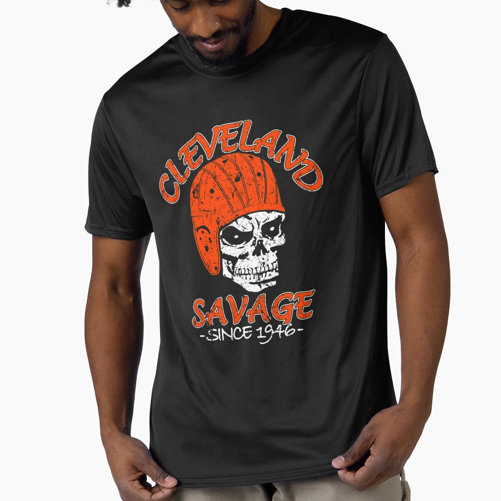 Cleveland Football Fan Savage 1946 Skull T-Shirt - Minimalist Print Unisex - T-Shirt, Sweatshirt, Hoodie