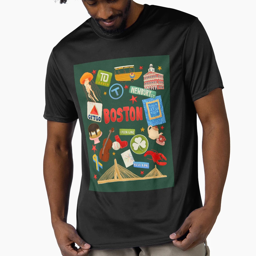 Boston Icons T-Shirt - Fun Novelty Design Men Women - T-Shirt, Sweatshirt, Hoodie