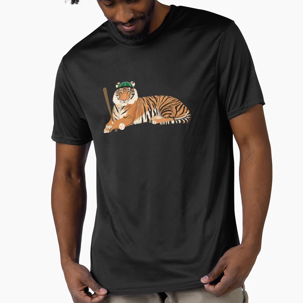 Baseball Tiger Green T-Shirt - Fun Novelty Design Men Women - T-Shirt, Sweatshirt, Hoodie