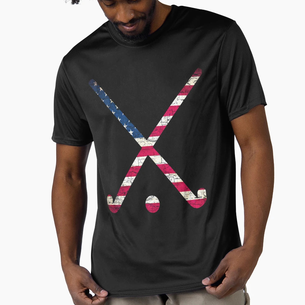 Usa Flag Field Hockey T-Shirt - Aesthetic Graphic for Adults - T-Shirt, Sweatshirt, Hoodie