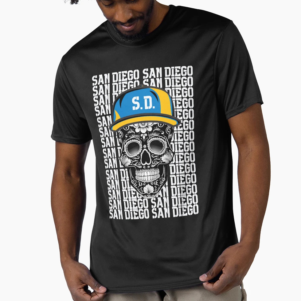 San Diego Sugar Skull Baseball Hat T-Shirt - Custom Art Print Men Women - T-Shirt, Sweatshirt, Hoodie