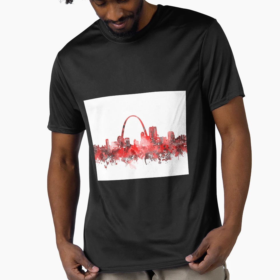 St Louis Skyline Red T-Shirt - Unique Graphic Unisex - T-Shirt, Sweatshirt, Hoodie