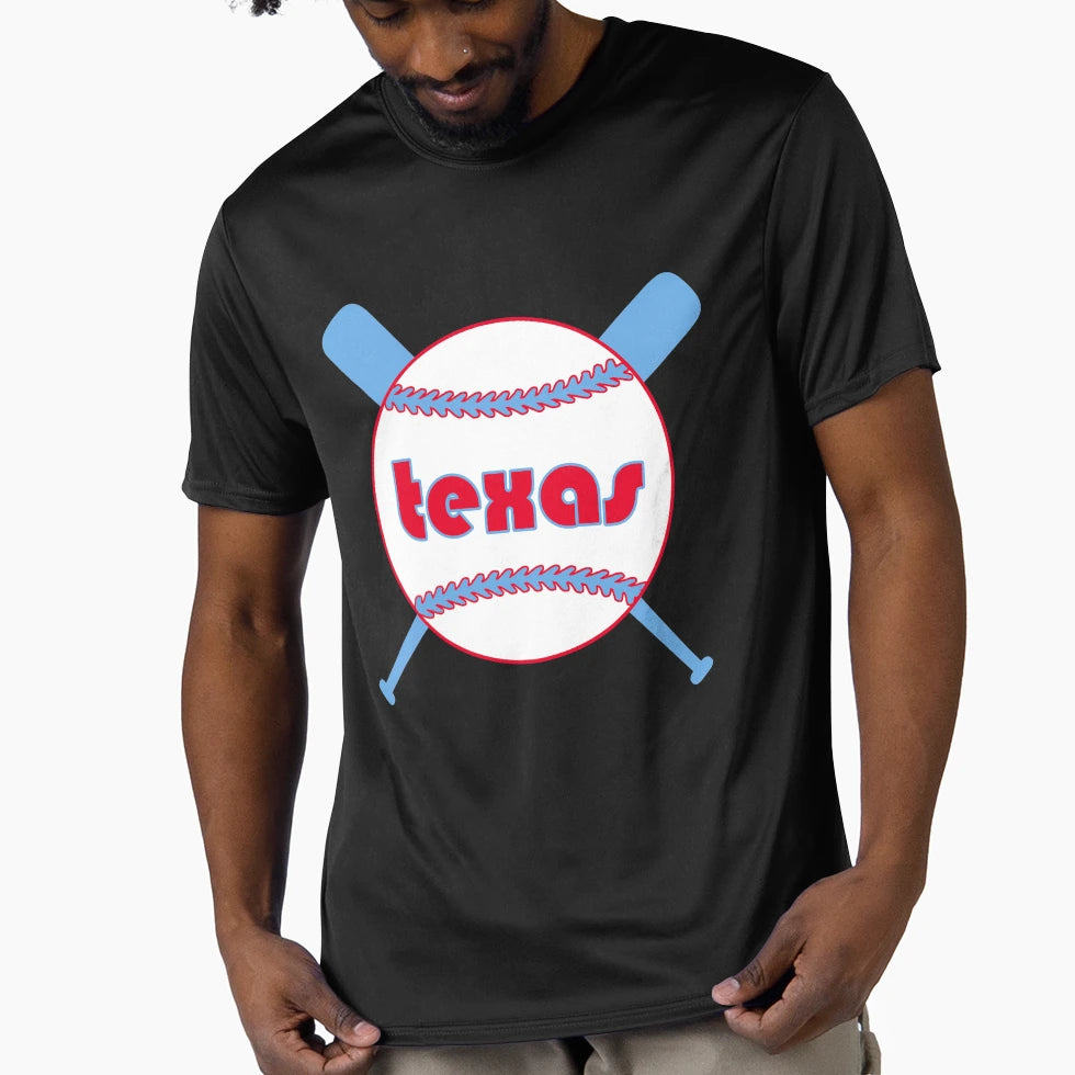 Texas Throwback Baseball Crossed Bats T-Shirt - Graphic Print for Adults - T-Shirt, Sweatshirt, Hoodie