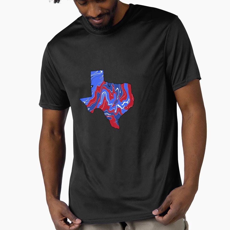 Red And Blue Marble Texas T-Shirt - Casual Everyday Wear Men Women - T-Shirt, Sweatshirt, Hoodie