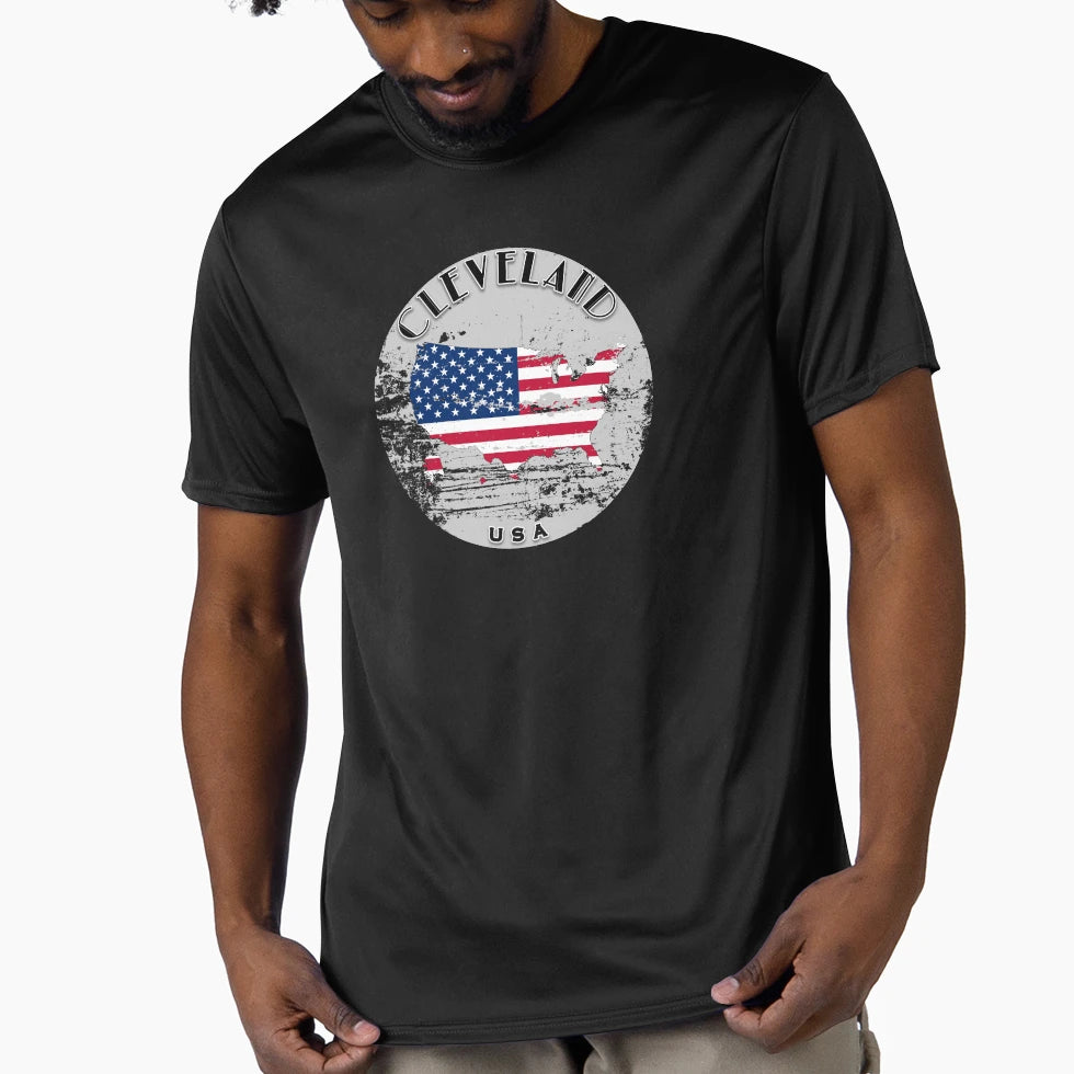 Cleveland United States America Flag T-Shirt - Graphic Print for Adults - T-Shirt, Sweatshirt, Hoodie