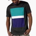 Teal White Navy Blue Plain Color Block T-Shirt - Minimalist Print Men Women - T-Shirt, Sweatshirt, Hoodie