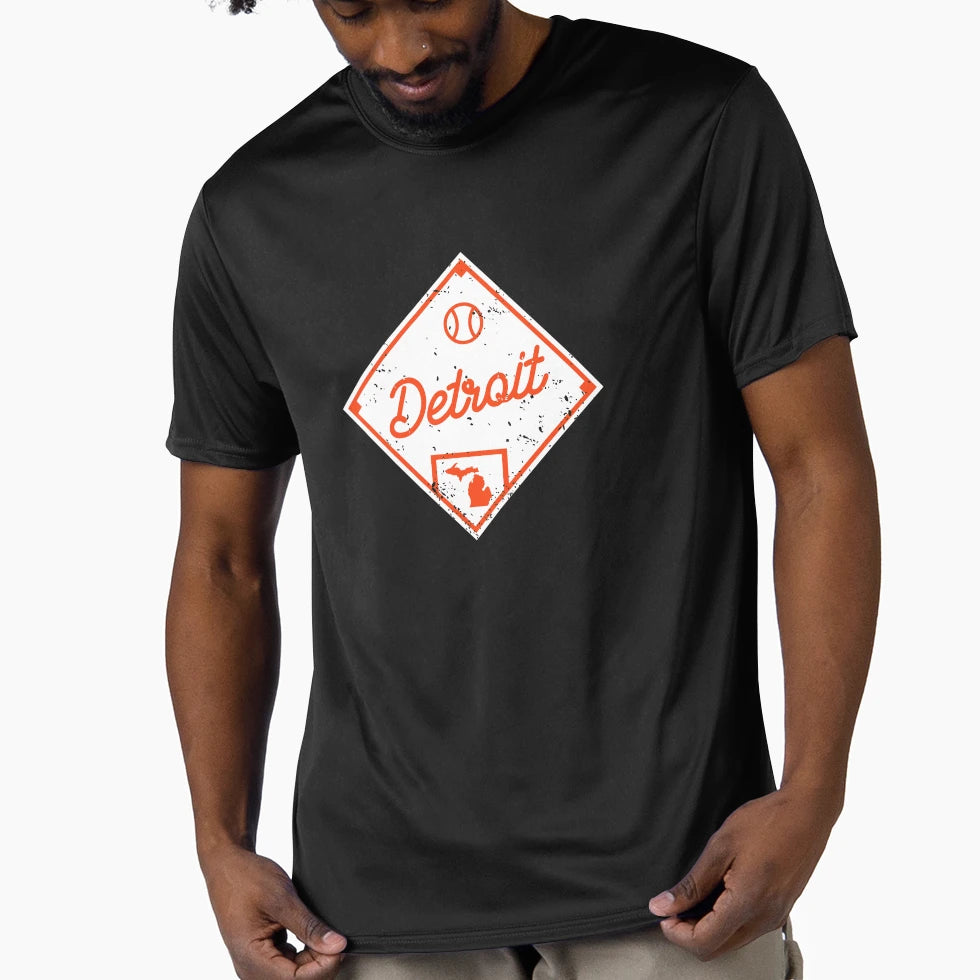 Detroit Baseball Fan Michigan Map T-Shirt - Fun Novelty Design Unisex - T-Shirt, Sweatshirt, Hoodie