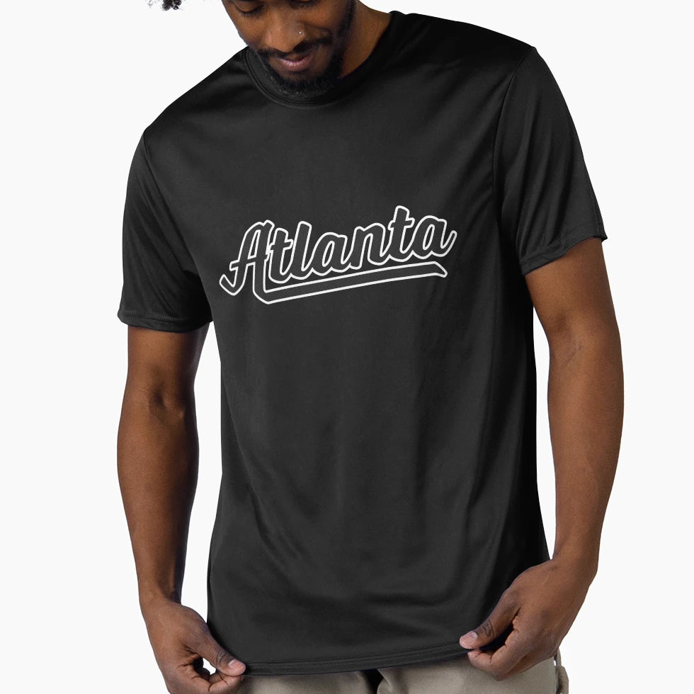 Atlanta Ga Sports Script Logo Black And T-Shirt - Graphic Print for Adults - T-Shirt, Sweatshirt, Hoodie