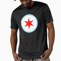 Chicago City Flag Emblem Six Point T-Shirt - Trendy Graphic for Adults - T-Shirt, Sweatshirt, Hoodie