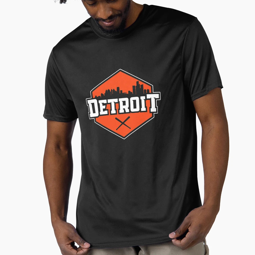 Detroit Baseball Modern City Skyline T-Shirt - Unique Graphic Men Women - T-Shirt, Sweatshirt, Hoodie