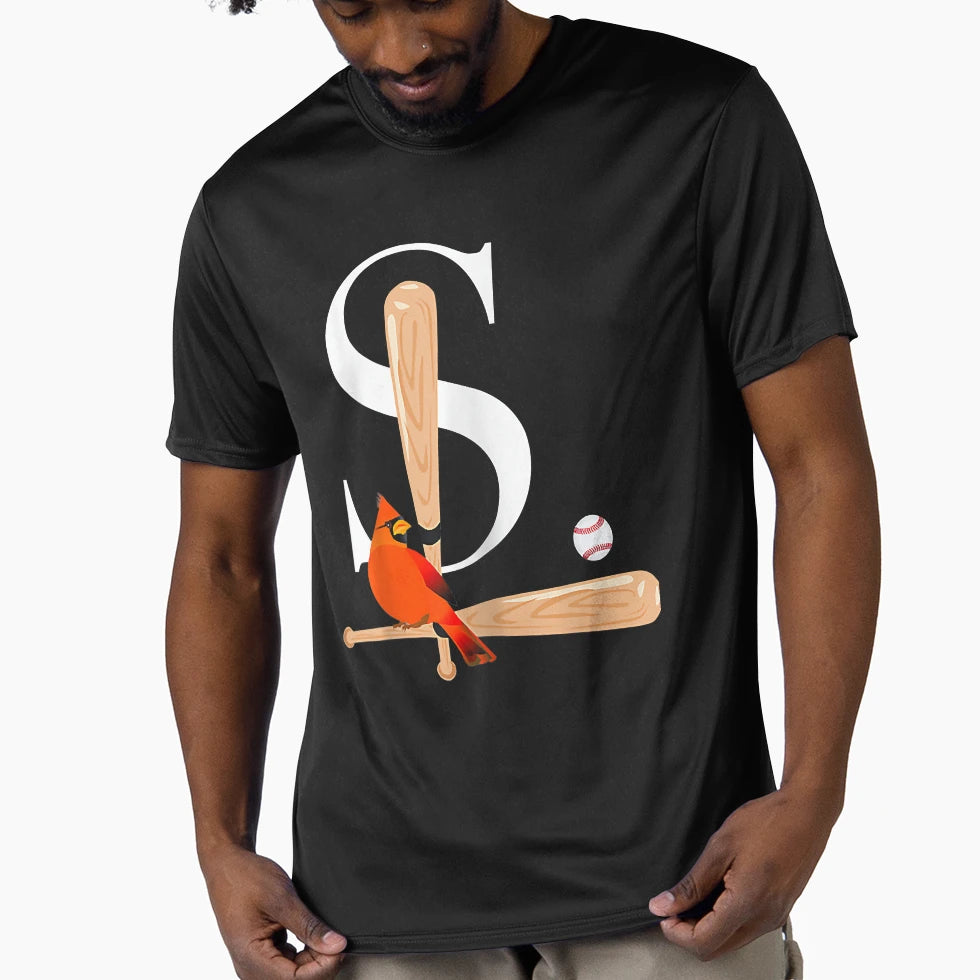 Saint Louis Red Cardinal Bird Font T-Shirt - Custom Art Print Unisex - T-Shirt, Sweatshirt, Hoodie