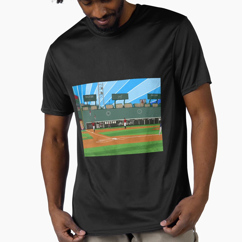 Climbing Green Monster Fenway Park T-Shirt - Custom Art Print Unisex - T-Shirt, Sweatshirt, Hoodie