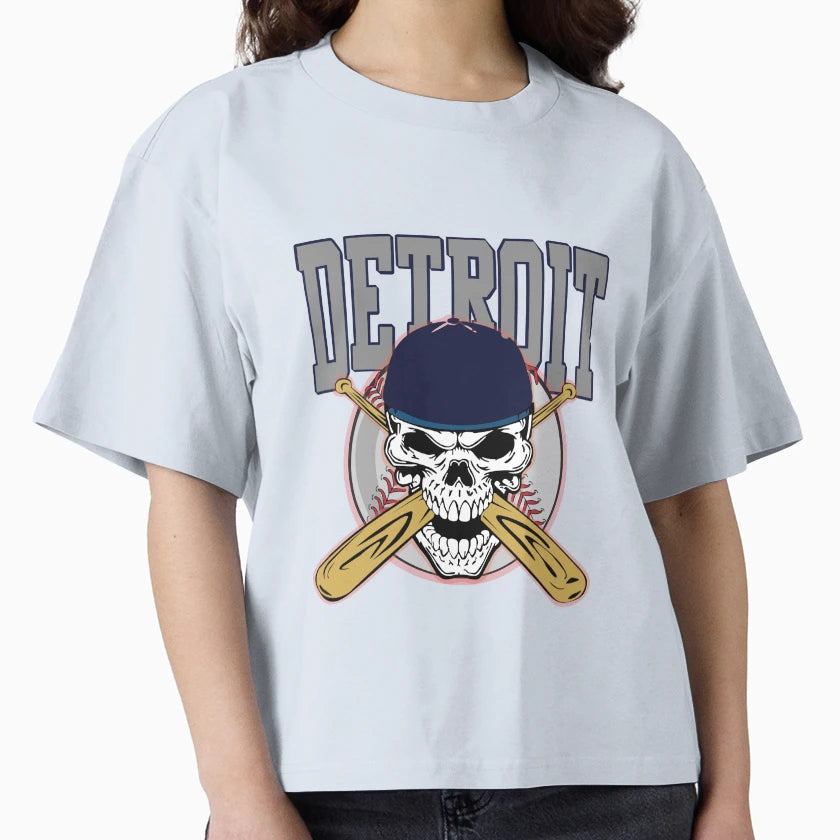 Detroit Baseball Skull T-Shirt - Novelty Apparel for Adults - T-Shirt, Sweatshirt, Hoodie