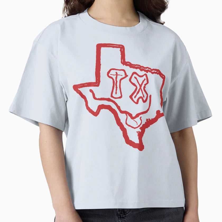 Red Tx Eyes Texas Grunge Smiling Face T-Shirt - Streetwear Style for Adults - T-Shirt, Sweatshirt, Hoodie