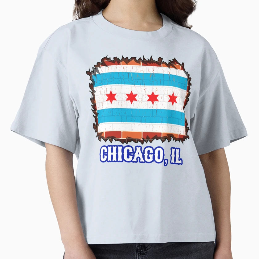 Chicago Brick Ivy Flag Baseball T-Shirt - Minimalist Print Men Women - T-Shirt, Sweatshirt, Hoodie
