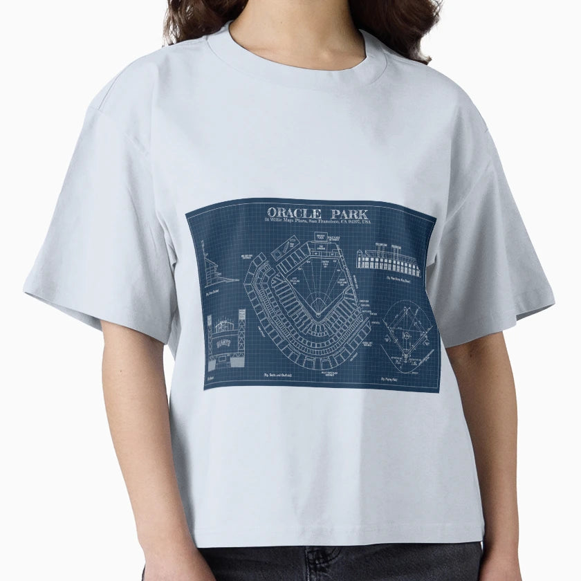 Oracle Park Navy Blueprint T-Shirt - Novelty Apparel for Adults - T-Shirt, Sweatshirt, Hoodie