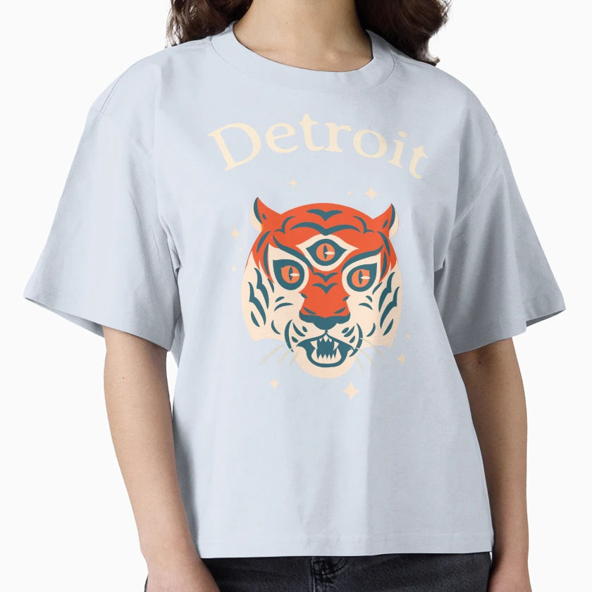 Three Eye Tiger Detroit Japanese T-Shirt - Aesthetic Graphic for Adults - T-Shirt, Sweatshirt, Hoodie