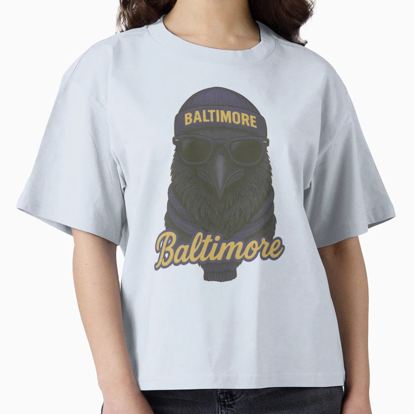 Baltimore Raven Bird Beanie Sunglasses T-Shirt - Trendy Graphic Men Women - T-Shirt, Sweatshirt, Hoodie