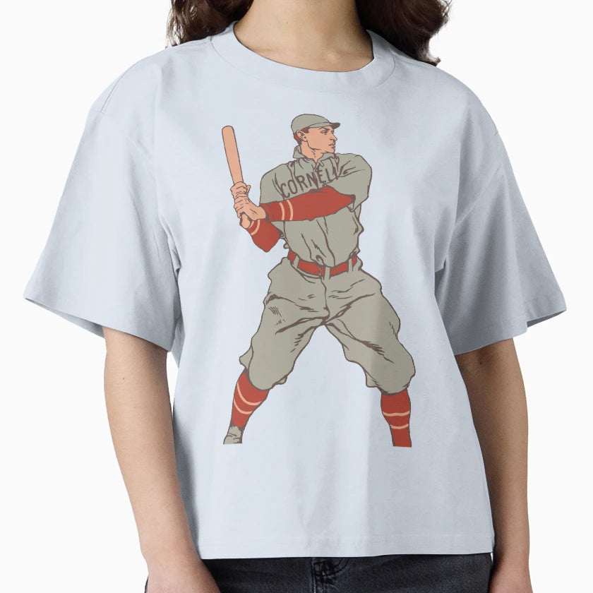 Cornell Baseball Player Illustration T-Shirt - Trendy Graphic Unisex - T-Shirt, Sweatshirt, Hoodie