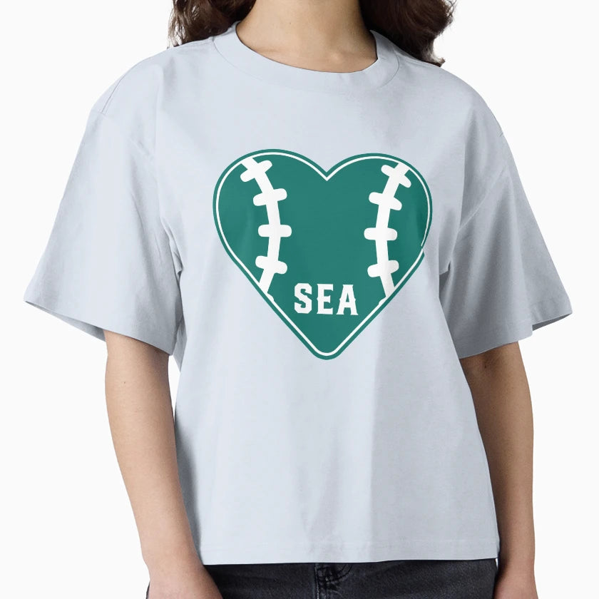 Seattle Baseball Heart And Stitches Icon T-Shirt - Graphic Print for Adults - T-Shirt, Sweatshirt, Hoodie