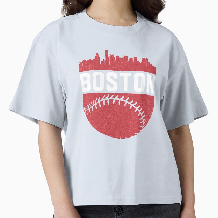 Downtown Boston Mass Skyline Baseball T-Shirt - Minimalist Print Men Women - T-Shirt, Sweatshirt, Hoodie