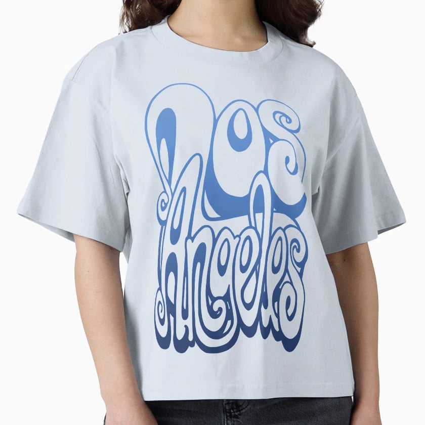 Los Angeles Lettering Art Blue T-Shirt - Fun Novelty Design for Adults - T-Shirt, Sweatshirt, Hoodie